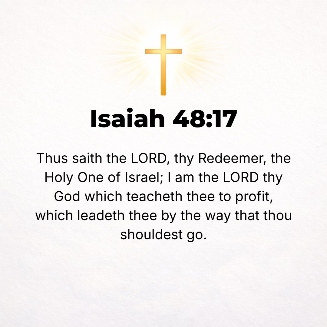 Isaiah 48:17 - Thus says the Lord, your Redeemer, the Holy One of Israel: I am the Lord your God, Who teaches you to profit, Who leads you in the way that you should go.