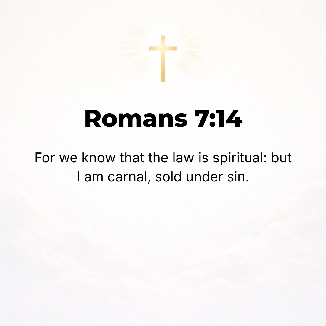 Romans 7:14 - We know that the Law is spiritual; but I am a creature of the flesh [carnal, unspiritual], having been sold into slavery under [the control of] sin.