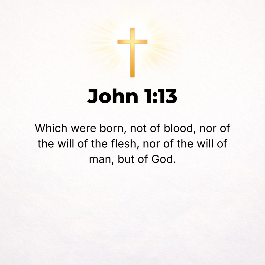 John 1:13 - Who owe their birth neither to bloods nor to the will of the flesh [that of physical impulse] nor to the will of man [that of a natural father], but to God. ...