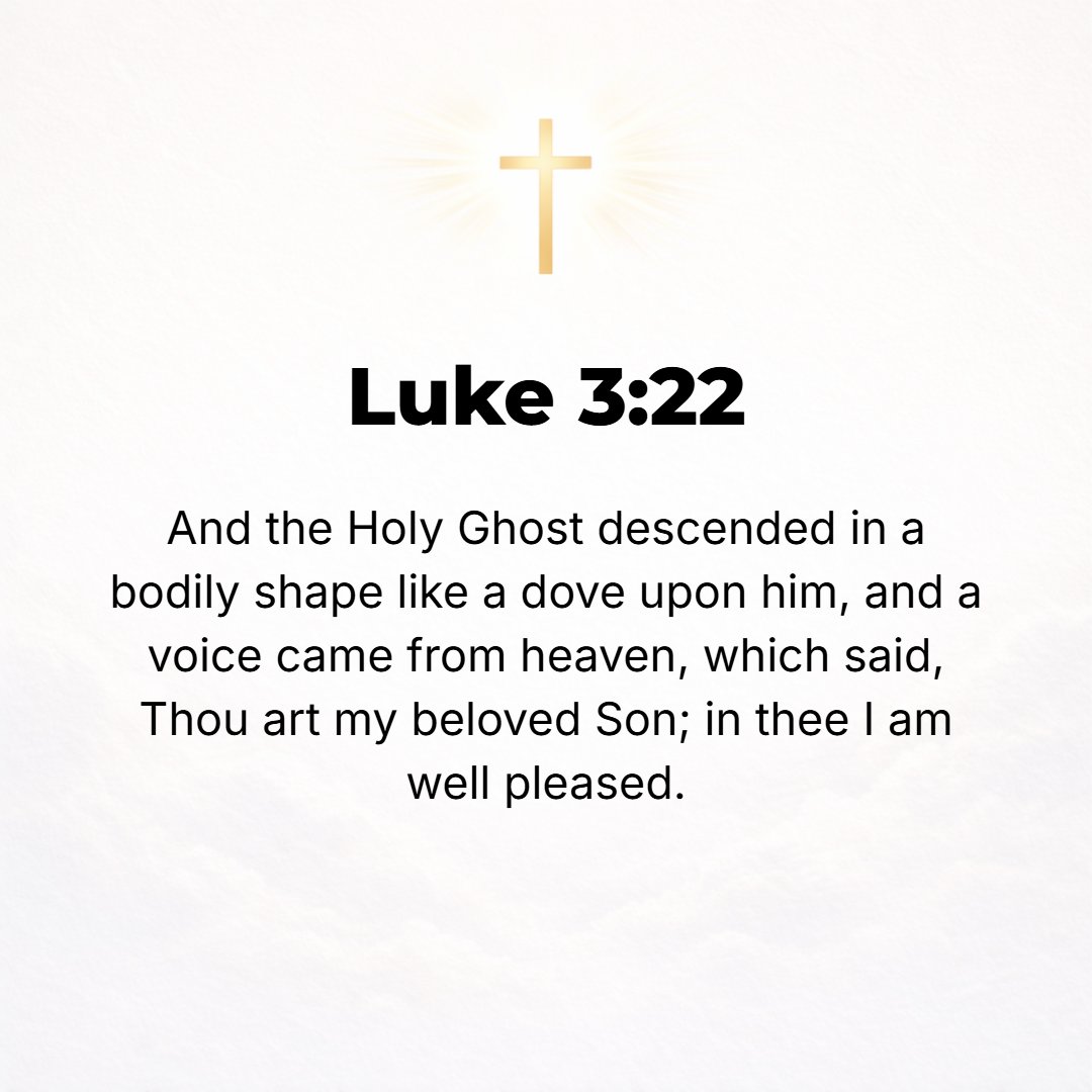 Luke 3:22 - And the Holy Spirit descended upon Him in bodily form like a dove, and a voice came from heaven, saying, You are My Son, My Beloved! In You I am well pleased...