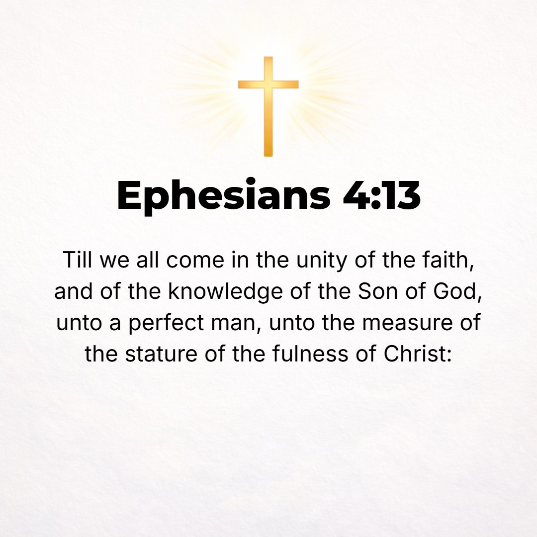Ephesians 4:13 - [That it might develop] until we all attain oneness in the faith and in the comprehension of the [full and accurate] knowledge of the Son of God, that [we mi...