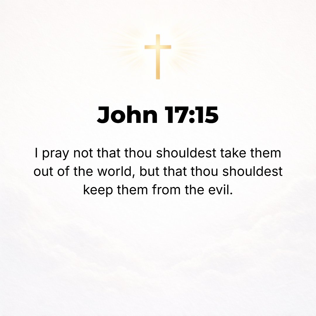 John 17:15 - I do not ask that You will take them out of the world, but that You will keep and protect them from the evil one.