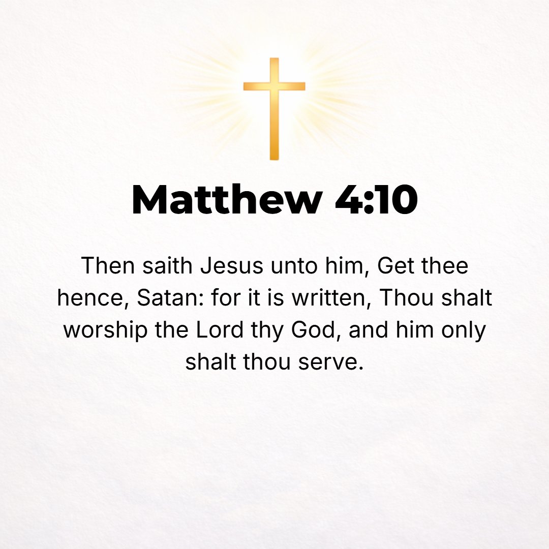 Matthew 4:10 - Then Jesus said to him, Begone, Satan! For it has been written, You shall worship the Lord your God, and Him alone shall you serve. [Deut. 6:13.]