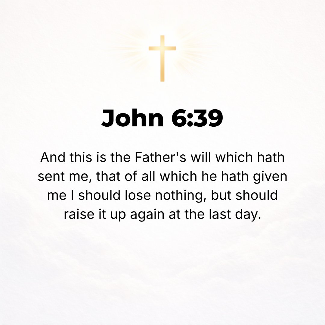 John 6:39 - And this is the will of Him Who sent Me, that I should not lose any of all that He has given Me, but that I should give new life and raise [them all] up at t...