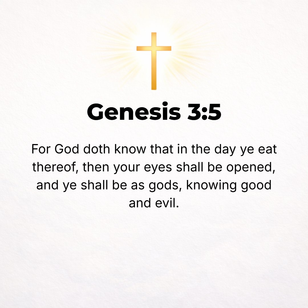 Genesis 3:5 - For God knows that in the day you eat of it your eyes will be opened, and you will be like God, knowing the difference between good and evil and blessing and...