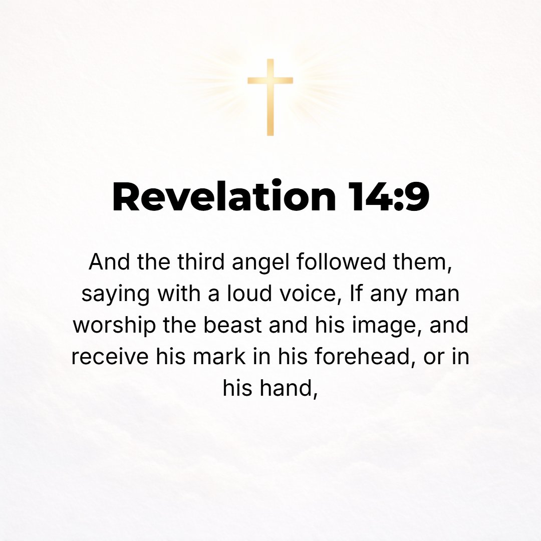 Revelation 14:9 - Then another angel, a third, followed them, saying with a mighty voice, Whoever pays homage to the beast and his statue and permits the [beast's] stamp (mark...