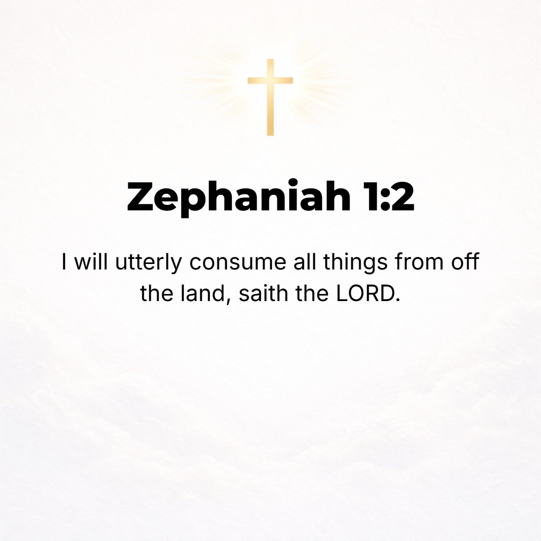 Zephaniah 1:2 - By taking away I will make an end and I will utterly consume and sweep away all things from the face of the earth, says the Lord.