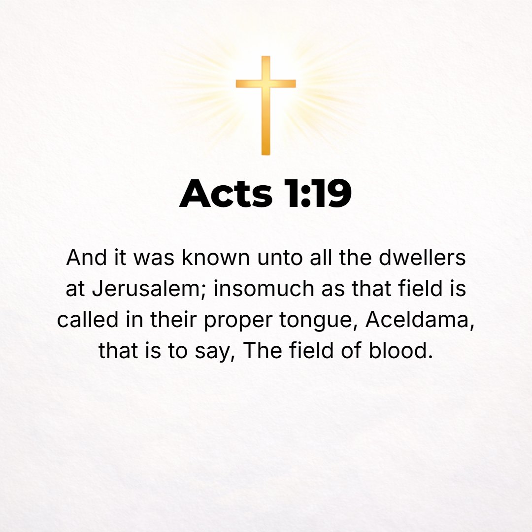 Acts 1:19 - And all the residents of Jerusalem became acquainted with the facts, so that they called the piece of land in their own dialect--Akeldama, that is, Field of ...
