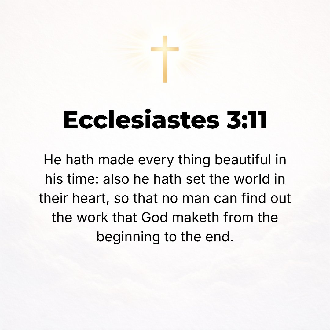 Ecclesiastes 3:11 - He has made everything beautiful in its time. He also has planted eternity in men's hearts and minds [a divinely implanted sense of a purpose working through...