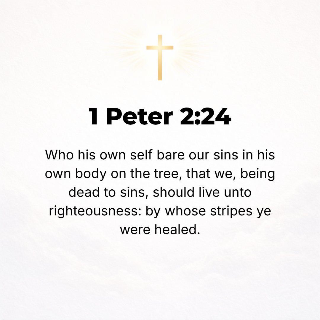 1 Peter 2:24 - He personally bore our sins in His [own] body on the tree [as on an altar and offered Himself on it], that we might die (cease to exist) to sin and live to r...