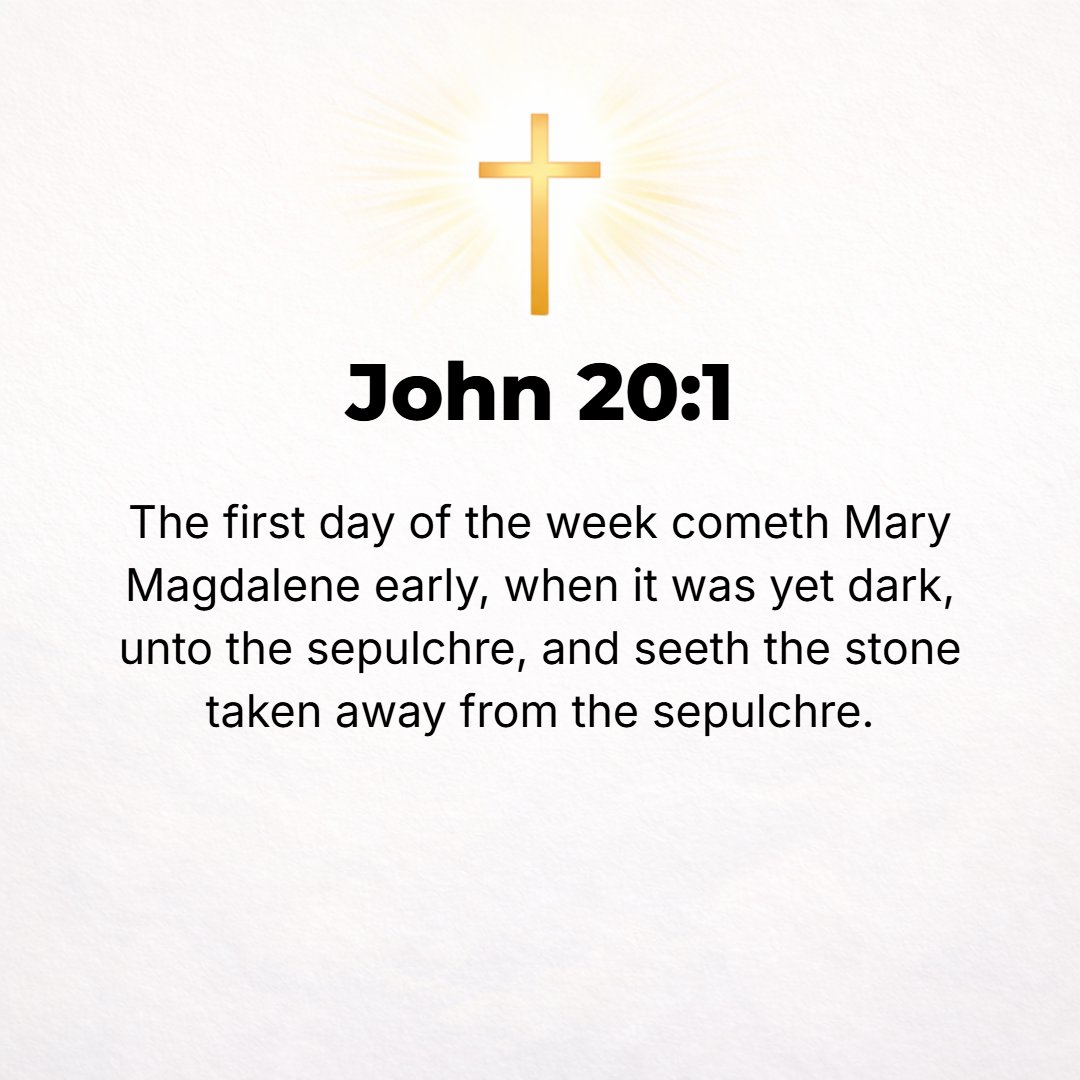 John 20:1 - NOW ON the first day of the week, Mary Magdalene came to the tomb early, while it was still dark, and saw that the stone had been removed from (lifted out of...