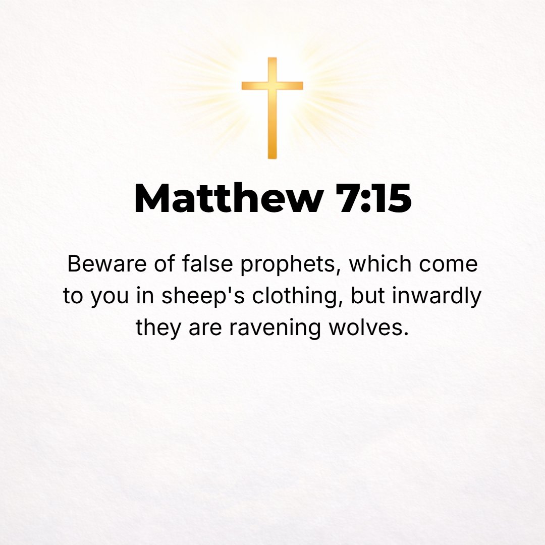 Matthew 7:15 - Beware of false prophets, who come to you dressed as sheep, but inside they are devouring wolves. [Ezek. 22:27.]