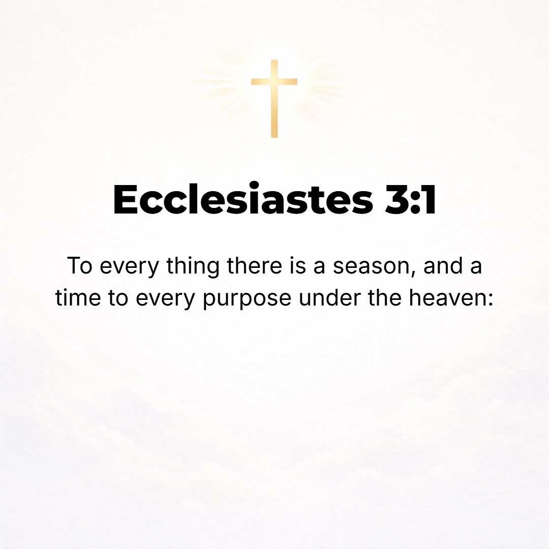 Ecclesiastes 3:1 - TO EVERYTHING there is a season, and a time for every matter or purpose under heaven: