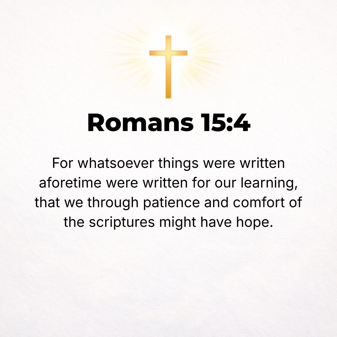 Romans 15:4 - For whatever was thus written in former days was written for our instruction, that by [our steadfast and patient] endurance and the encouragement [drawn] fro...