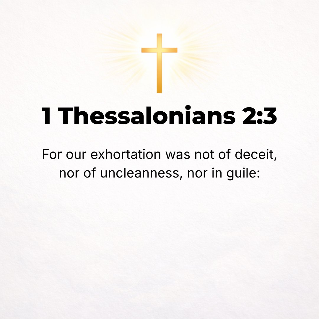 1 Thessalonians 2:3 - For our appeal [in preaching] does not [originate] from delusion or error or impure purpose or motive, nor in fraud or deceit.