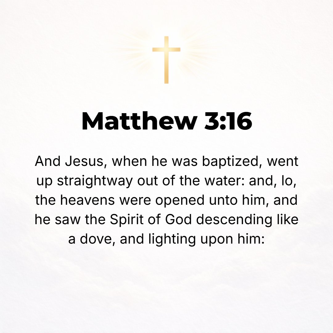 Matthew 3:16 - And when Jesus was baptized, He went up at once out of the water; and behold, the heavens were opened, and he [John] saw the Spirit of God descending like a ...