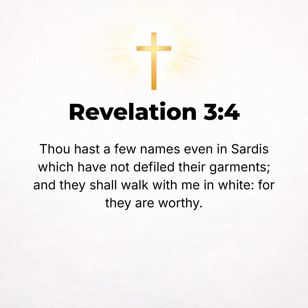 Revelation 3:4 - Yet you still have a few [persons'] names in Sardis who have not soiled their clothes, and they shall walk with Me in white, because they are worthy and dese...
