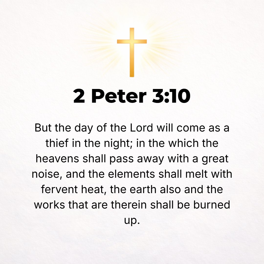 2 Peter 3:10 - But the day of the Lord will come like a thief, and then the heavens will vanish (pass away) with a thunderous crash, and the [material] elements [of the uni...