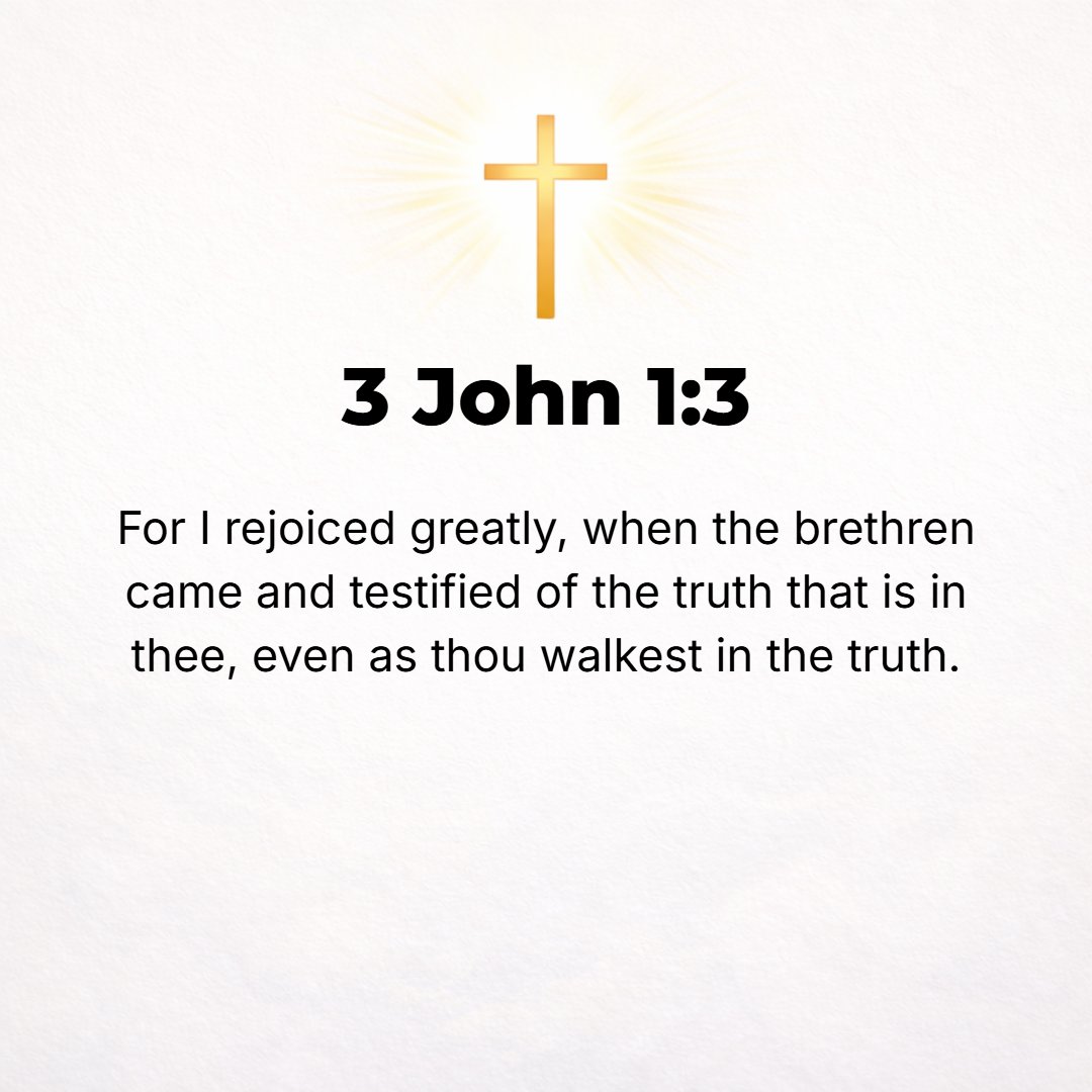 3 John 1:3 - In fact, I greatly rejoiced when [some of] the brethren from time to time arrived and spoke [so highly] of the sincerity and fidelity of your life, as indeed...