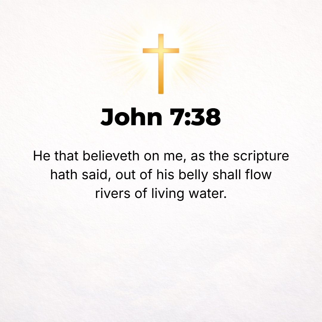 John 7:38 - He who believes in Me [who cleaves to and trusts in and relies on Me] as the Scripture has said, From his innermost being shall flow [continuously] springs a...