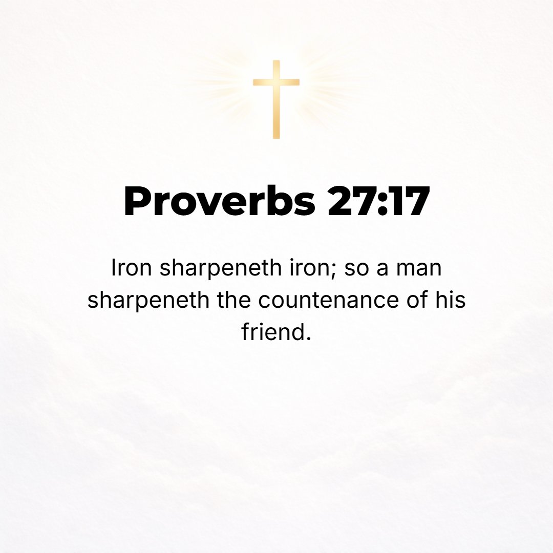 Proverbs 27:17 - Iron sharpens iron; so a man sharpens the countenance of his friend [to show rage or worthy purpose].