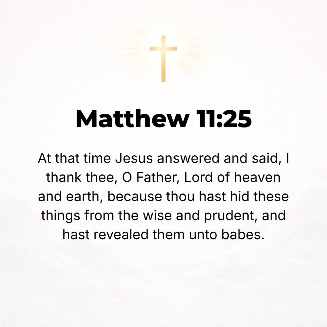 Matthew 11:25 - At that time Jesus began to say, I thank You, Father, Lord of heaven and earth [and I acknowledge openly and joyfully to Your honor], that You have hidden th...