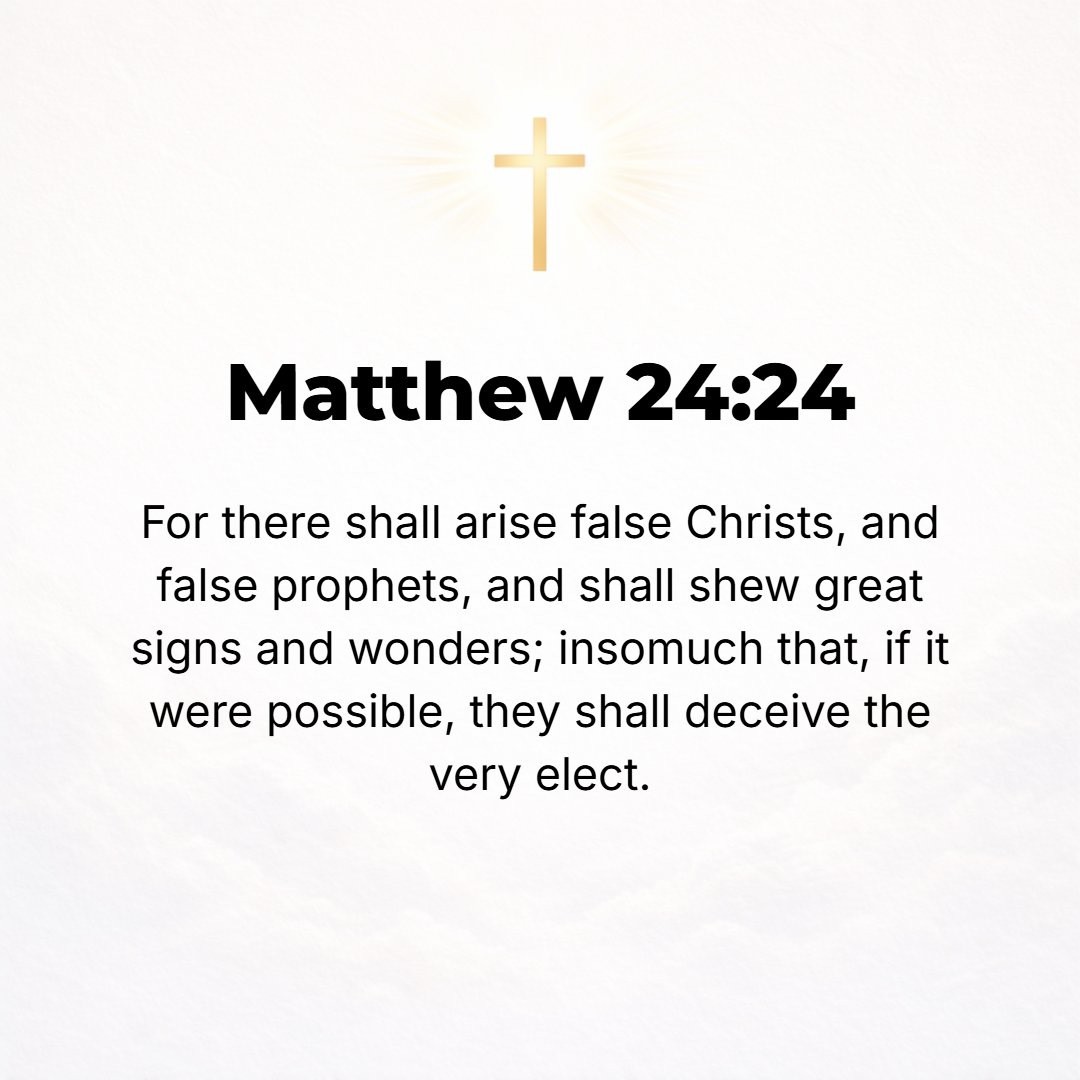 Matthew 24:24 - For false Christs and false prophets will arise, and they will show great signs and wonders so as to deceive and lead astray, if possible, even the elect (Go...