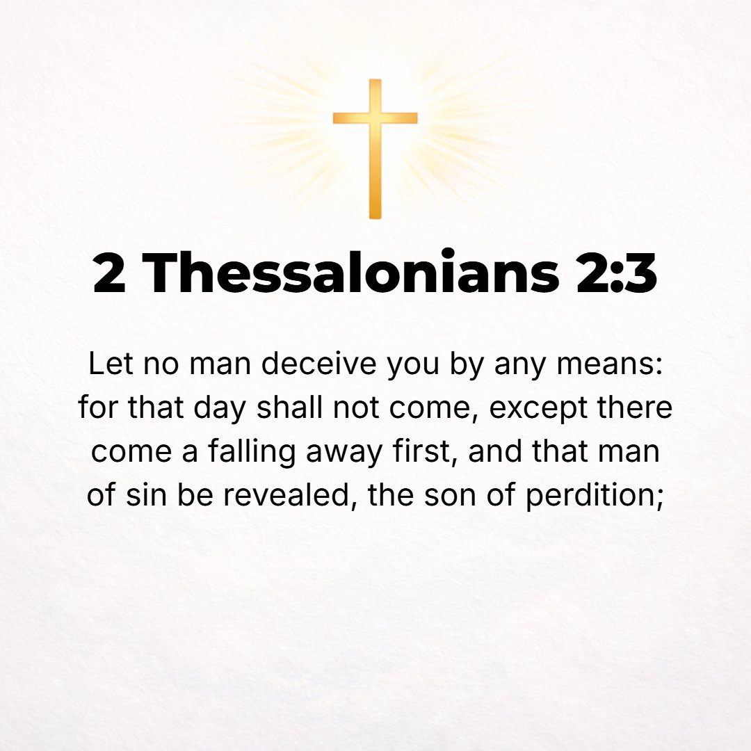 2 Thessalonians 2:3 - Let no one deceive or beguile you in any way, for that day will not come except the apostasy comes first [unless the predicted great falling away of those wh...